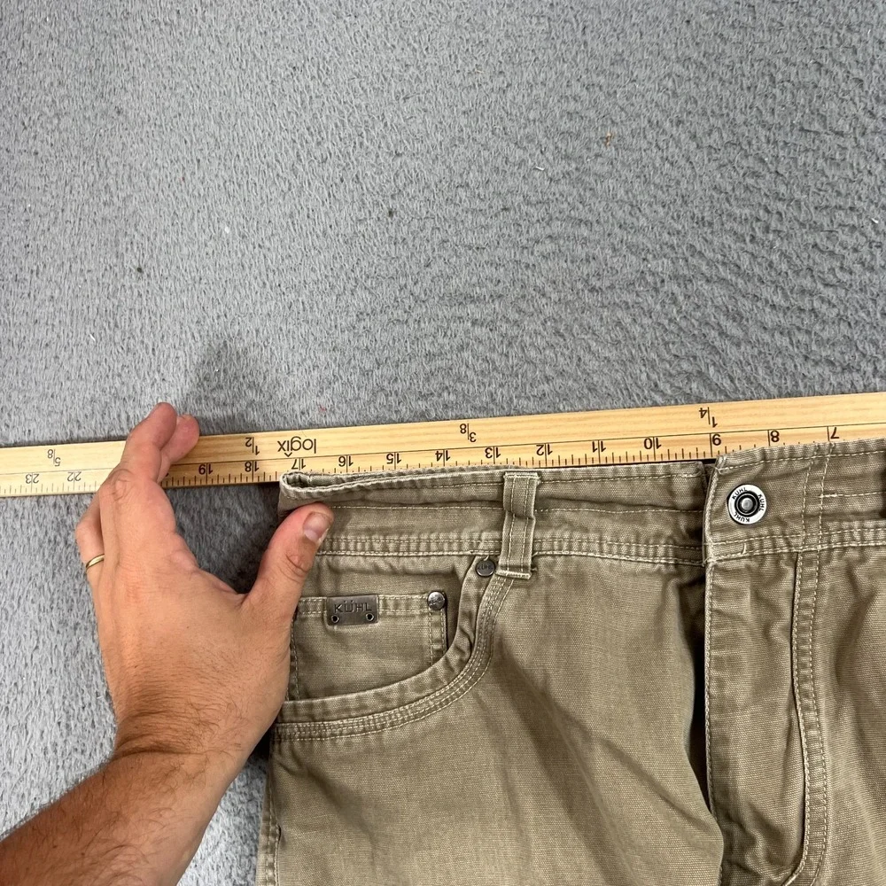 Kuhl KANVUS Jean 34x30 Outdoor Tan Cotton Vintage Patina Dye Distressed
